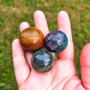3 small ocean jasper spheres